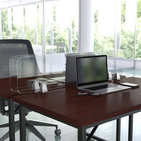 FLASH FURNITURE Clear Acrylic Desk Partition, 12"H x 47"L, Hardware Included BR-DDIA-30119-GG